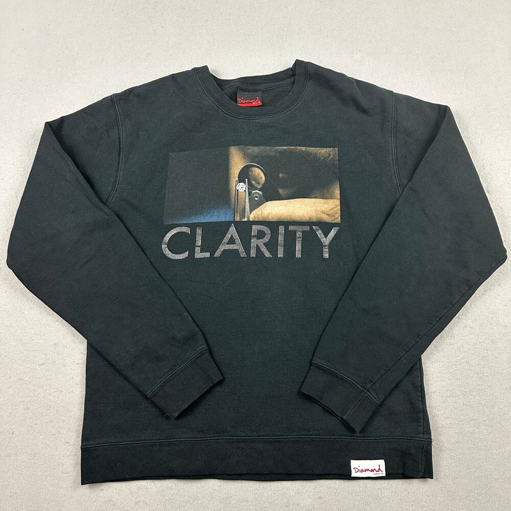 Diamond Supply Sweatshirt Men Large Black Clarity Graphic Crewneck Pullover L